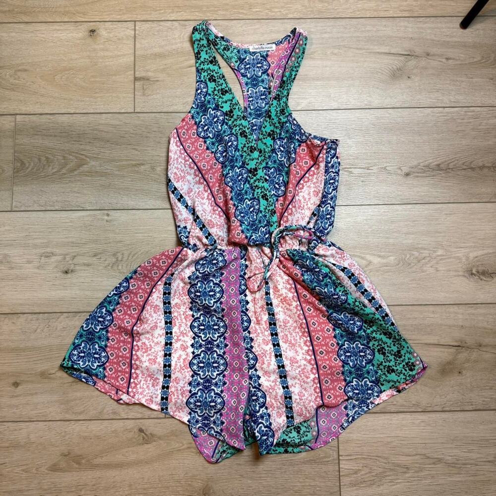 Y2k charlotte russe adjustable waist floral print romper